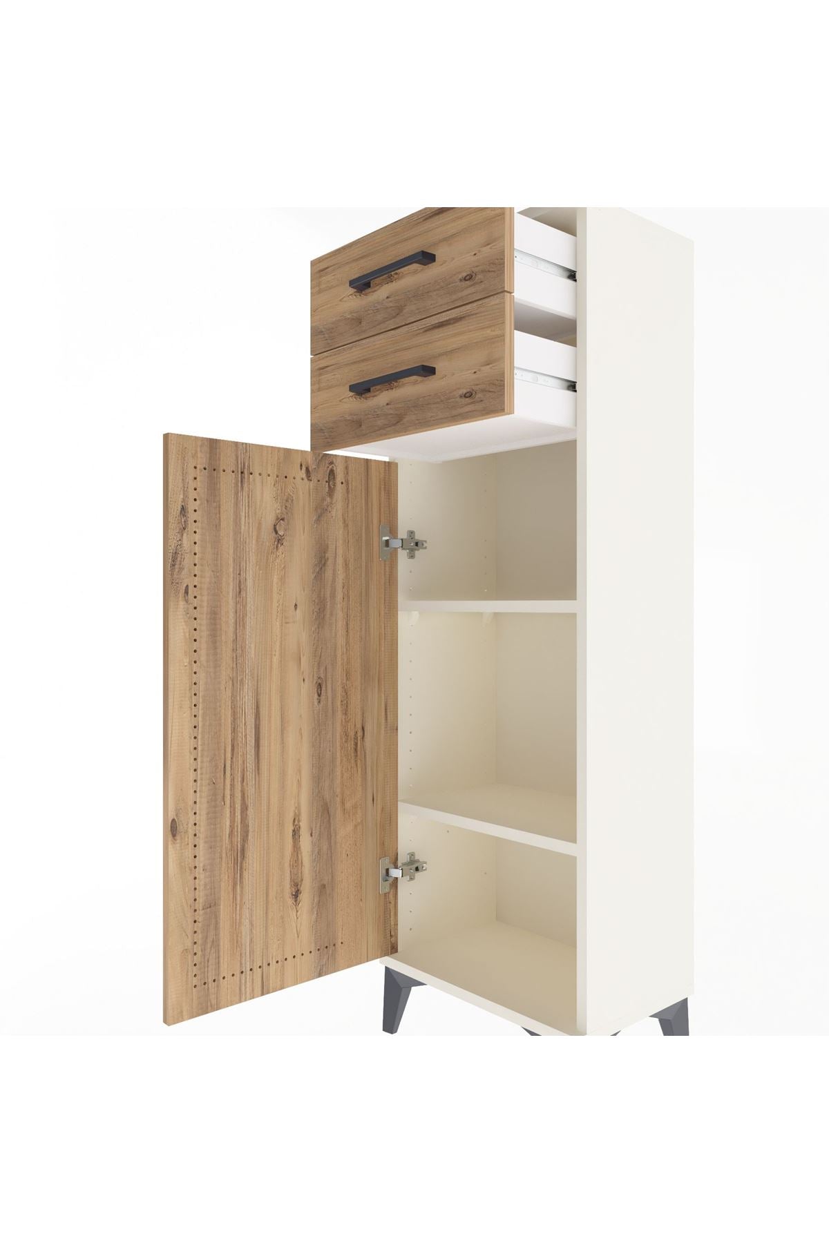 Arges Dolap 2 Raflı 2 Çekmeceli Tek Kapaklı 44x30x134 Aytaşı-Çam