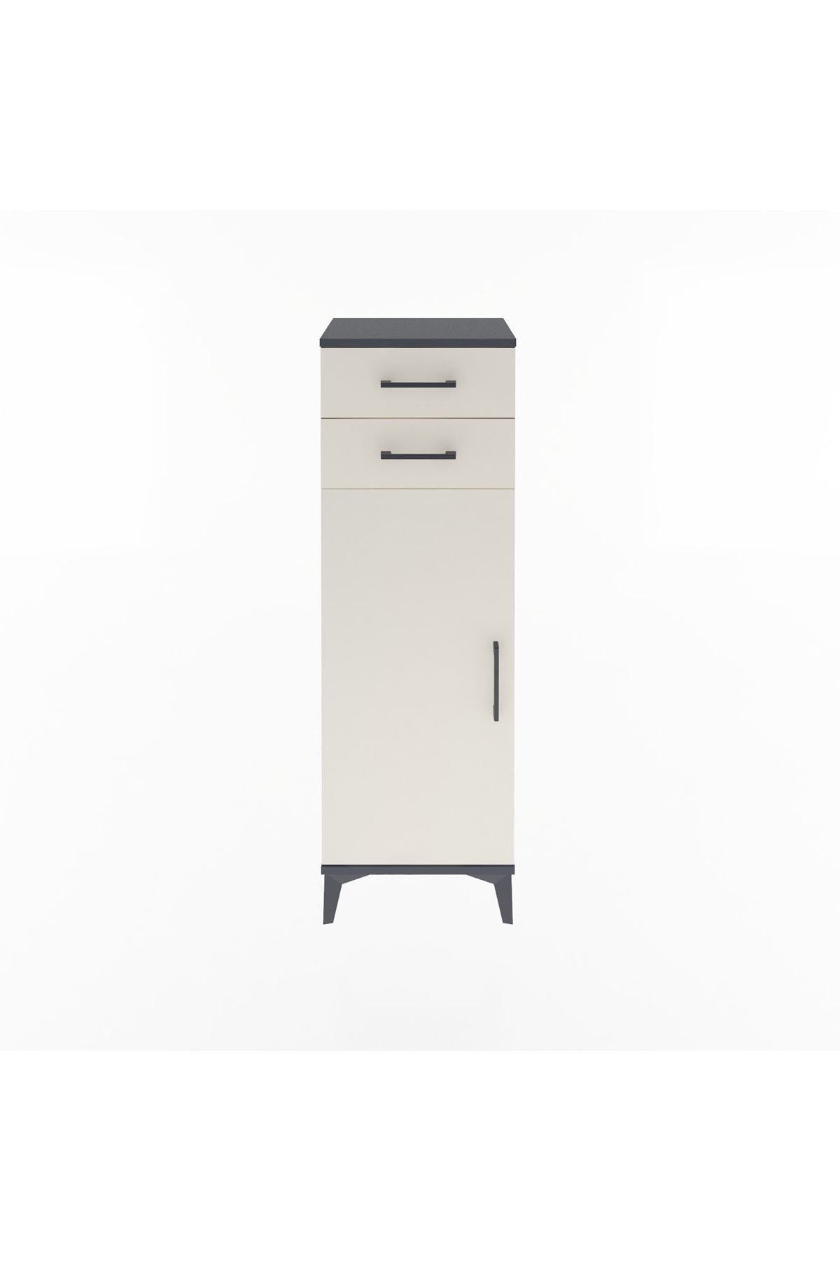 Arges Dolap 2 Raflı 2 Çekmeceli Tek Kapaklı 44x30x134 Antrasit-Aytaşı