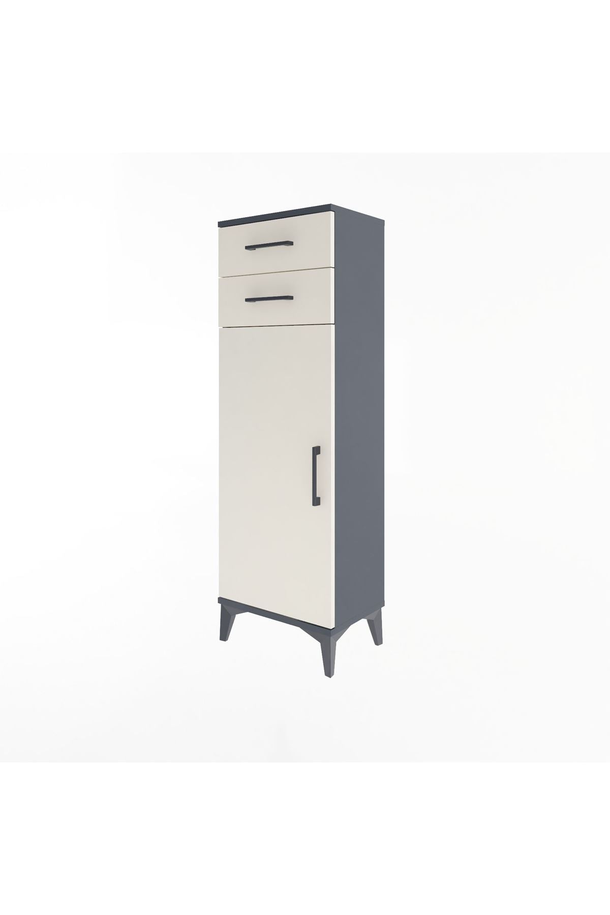 Arges Dolap 2 Raflı 2 Çekmeceli Tek Kapaklı 44x30x134 Antrasit-Aytaşı