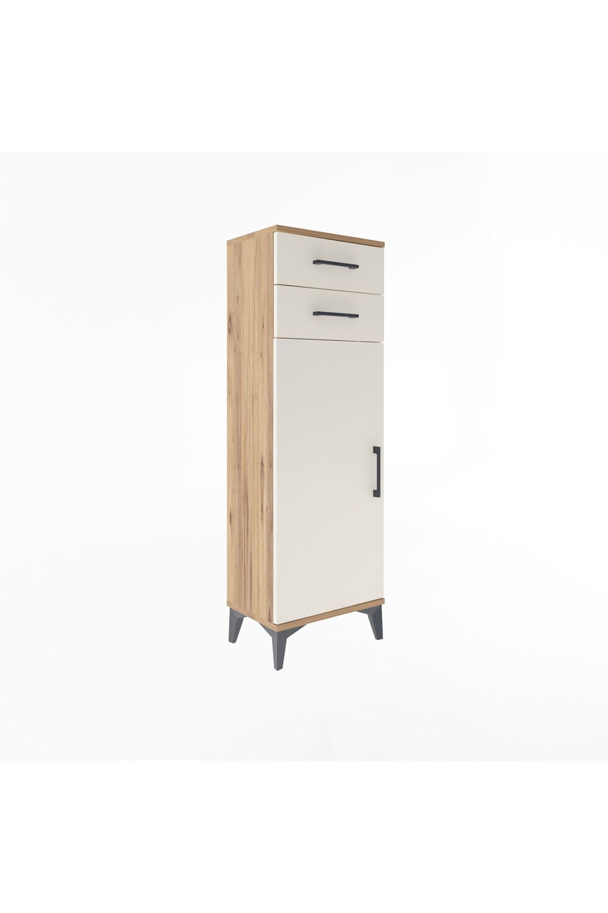 Arges Dolap 2 Raflı 2 Çekmeceli Tek Kapaklı 44x30x134 Çam-Aytaşı