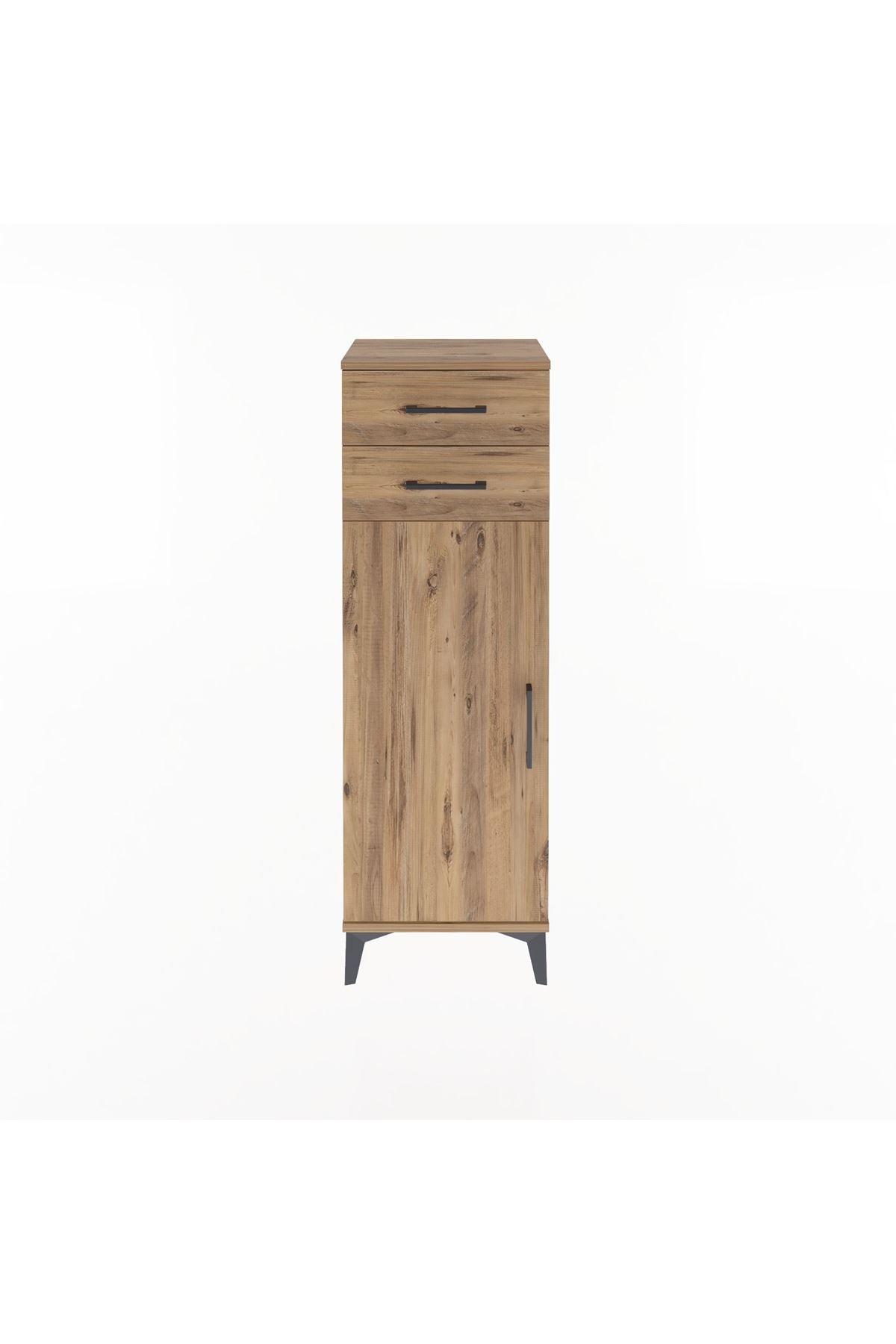Arges Dolap 2 Raflı 2 Çekmeceli Tek Kapaklı 44x30x134 Çam-Çam