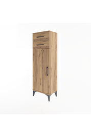 Arges Dolap 2 Raflı 2 Çekmeceli Tek Kapaklı 44x30x134 Çam-Çam