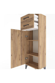 Arges Dolap 2 Raflı 2 Çekmeceli Tek Kapaklı 44x30x134 Çam-Çam