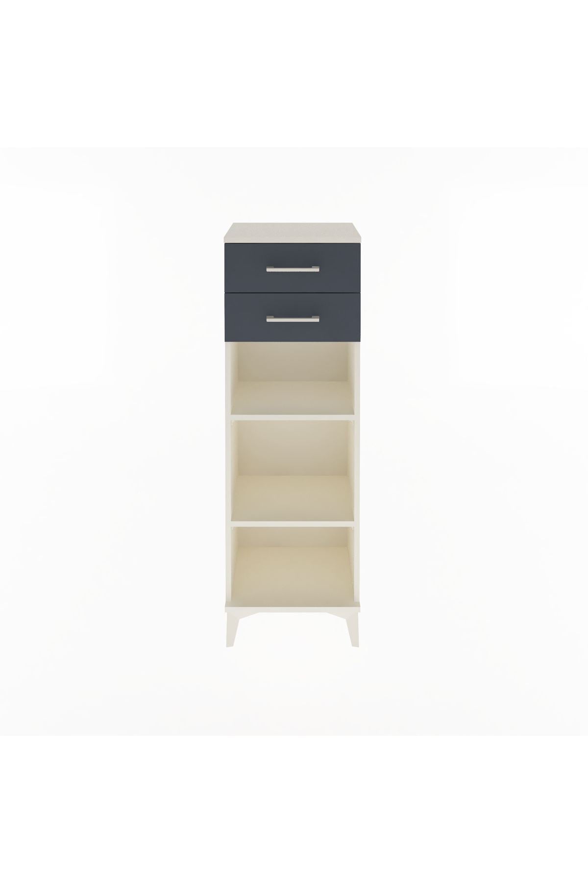 Arges Dolap 2 Raflı 2 Çekmeceli 44x30x134 Aytaşı-Antrasit