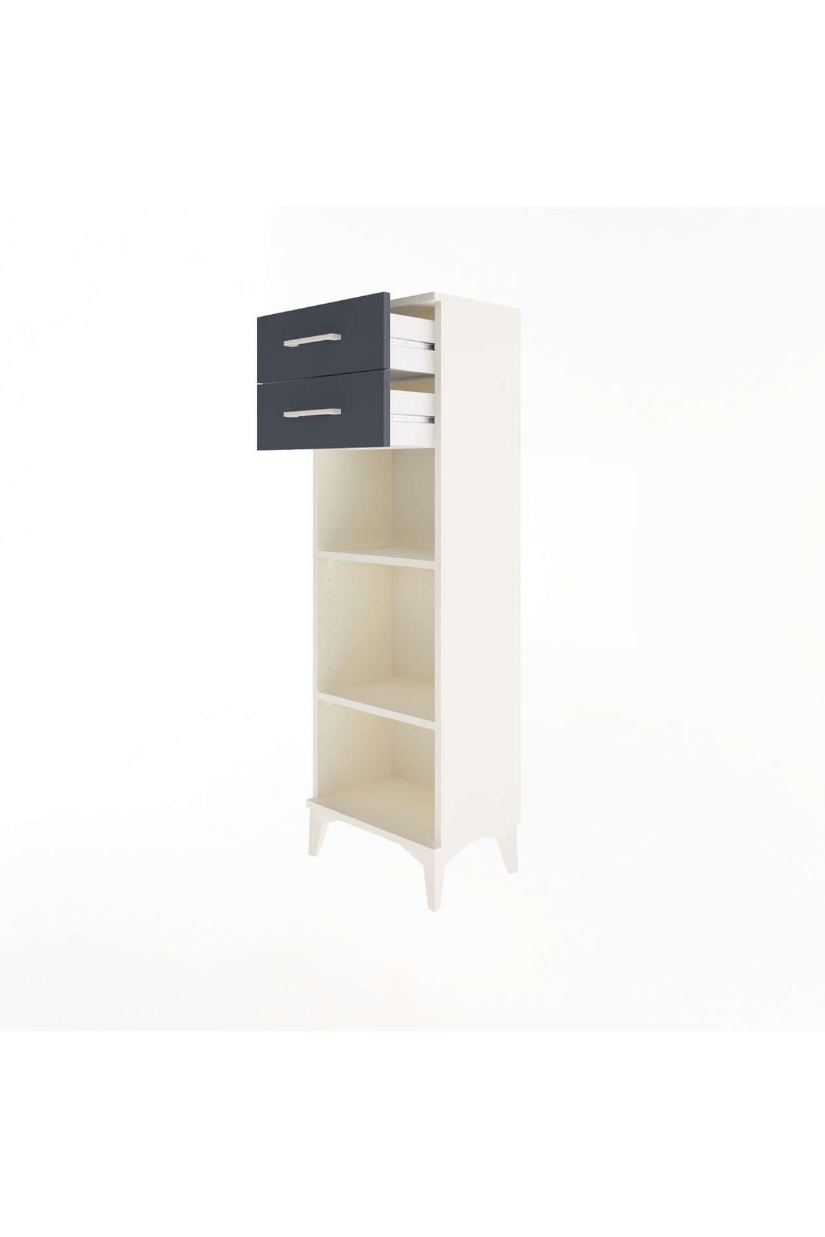 Arges Dolap 2 Raflı 2 Çekmeceli 44x30x134 Aytaşı-Antrasit