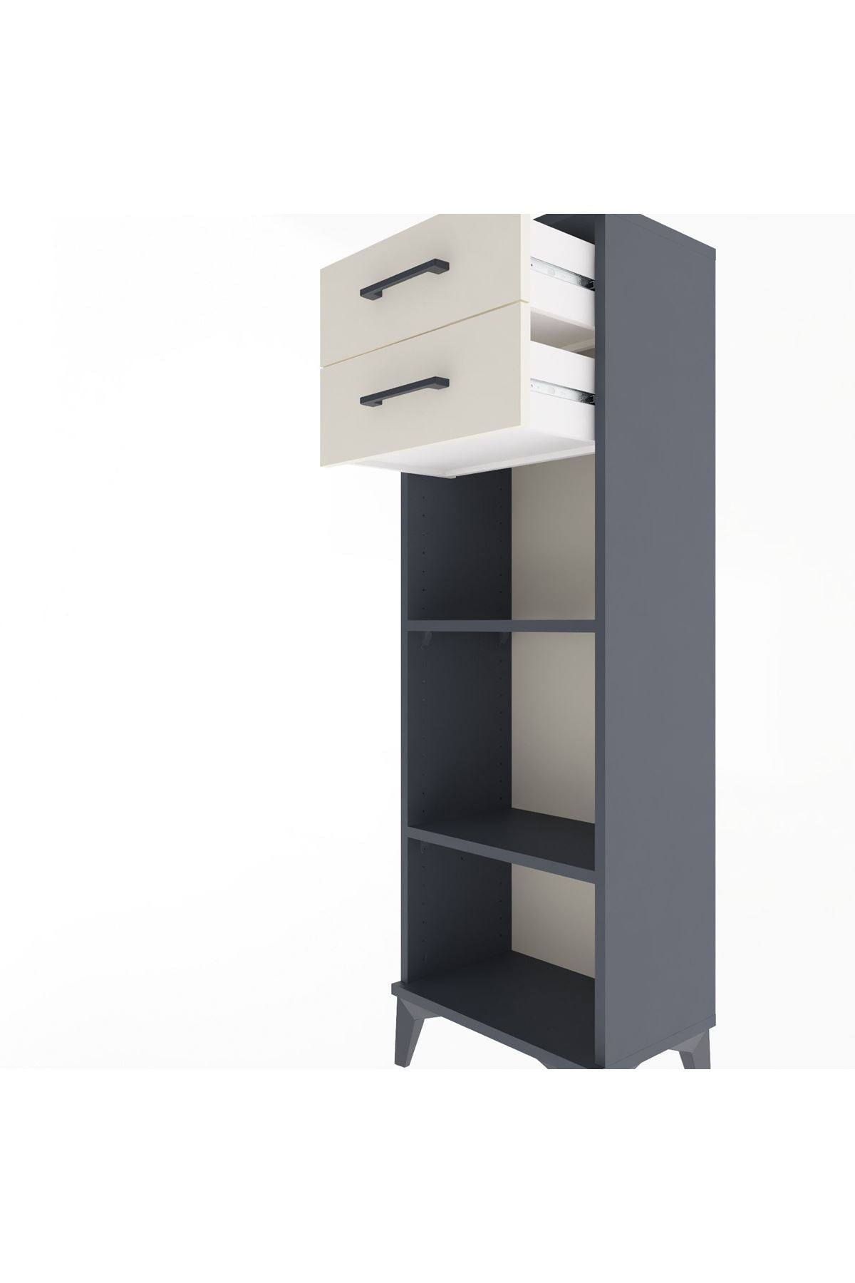 Arges Dolap 2 Raflı 2 Çekmeceli 44x30x134 Antrasit-Aytaşı