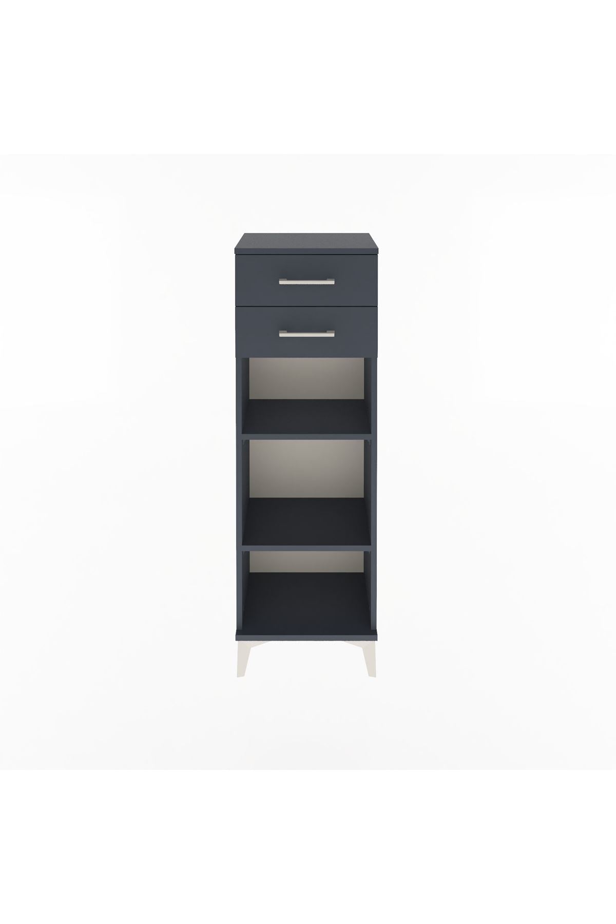 Arges Dolap 2 Raflı 2 Çekmeceli 44x30x134 Antrasit-Antrasit