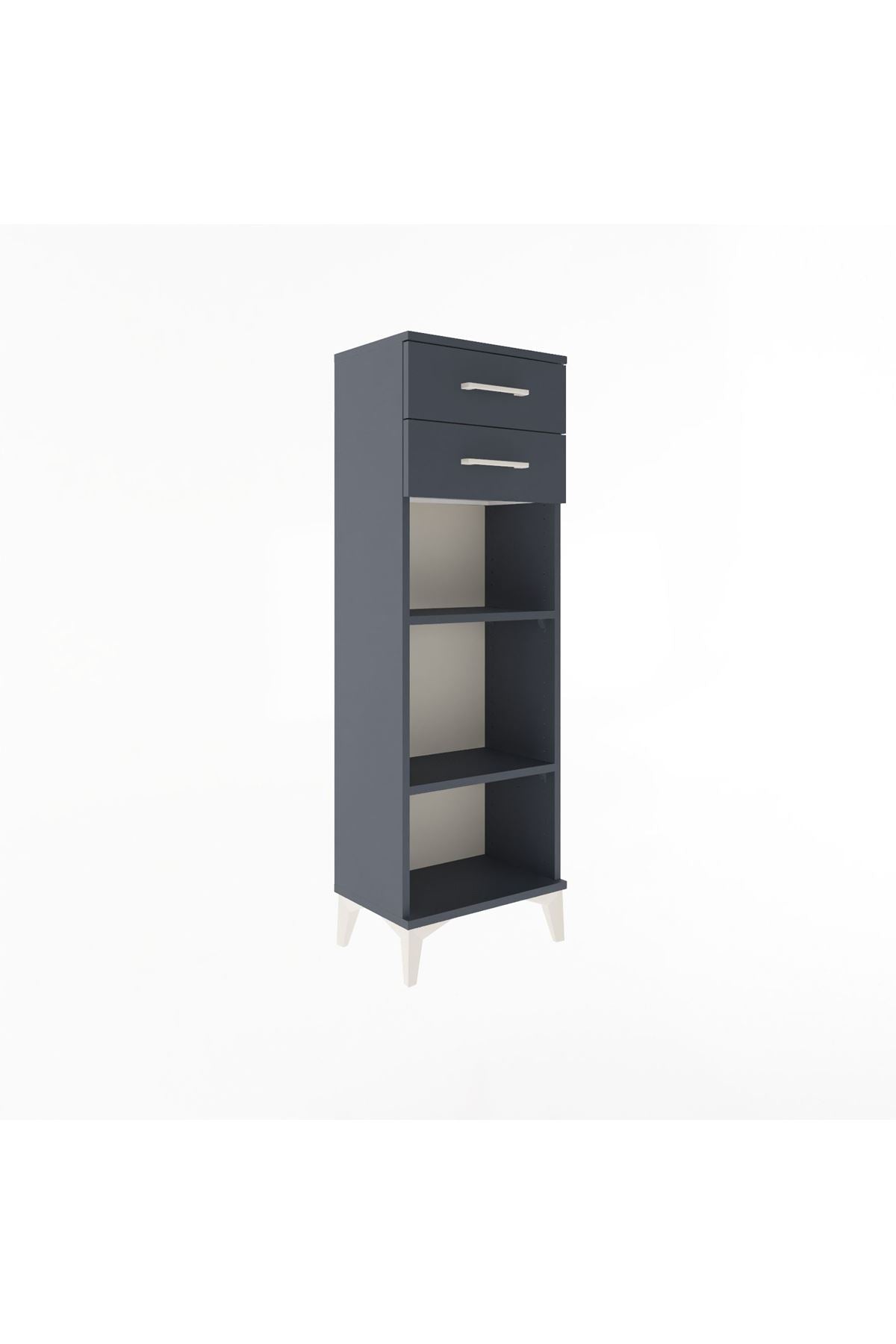Arges Dolap 2 Raflı 2 Çekmeceli 44x30x134 Antrasit-Antrasit