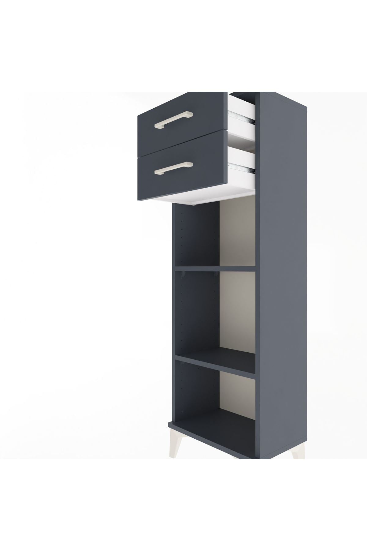 Arges Dolap 2 Raflı 2 Çekmeceli 44x30x134 Antrasit-Antrasit