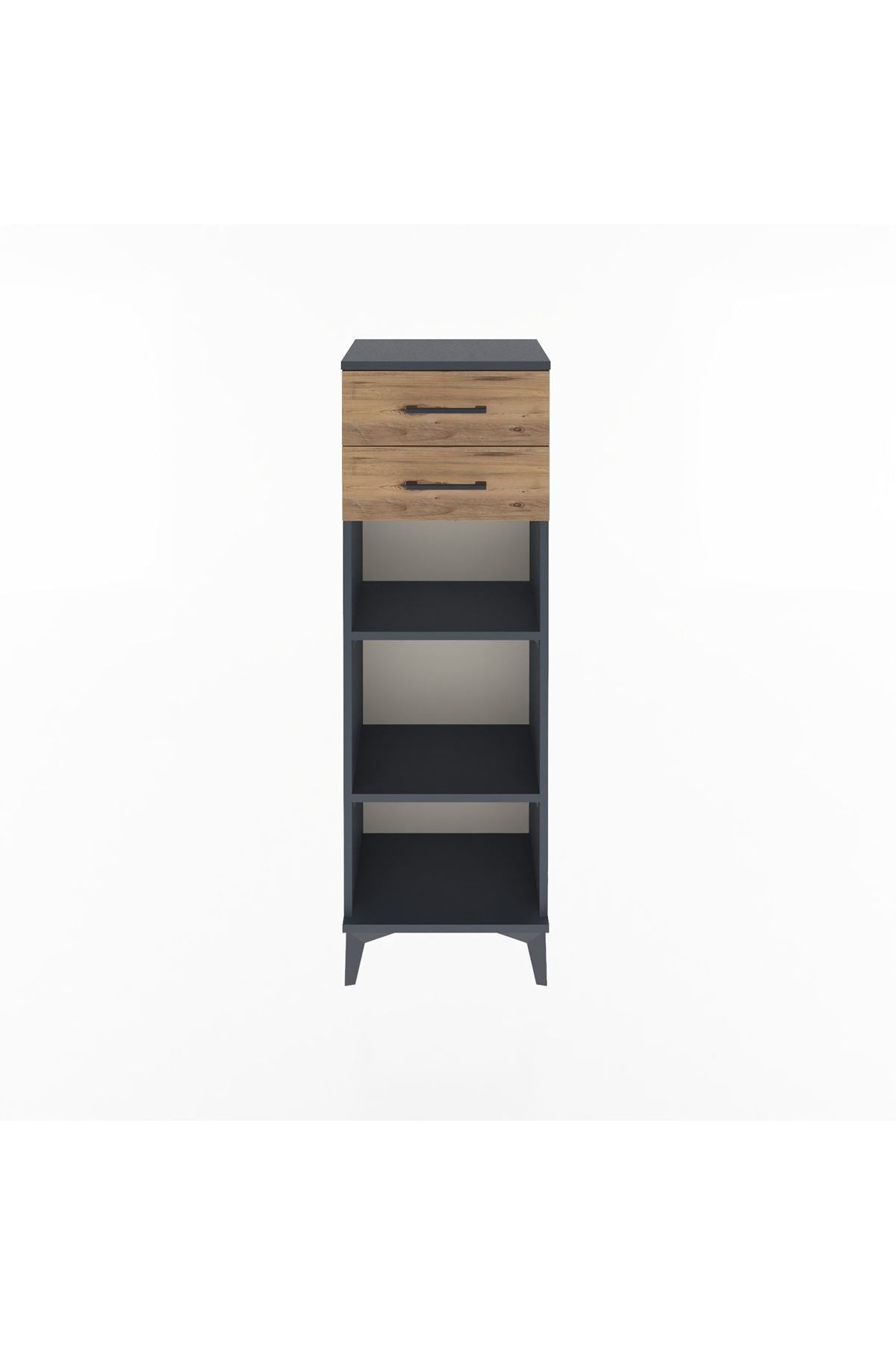 Arges Dolap 2 Raflı 2 Çekmeceli 44x30x134 Antrasit-Çam