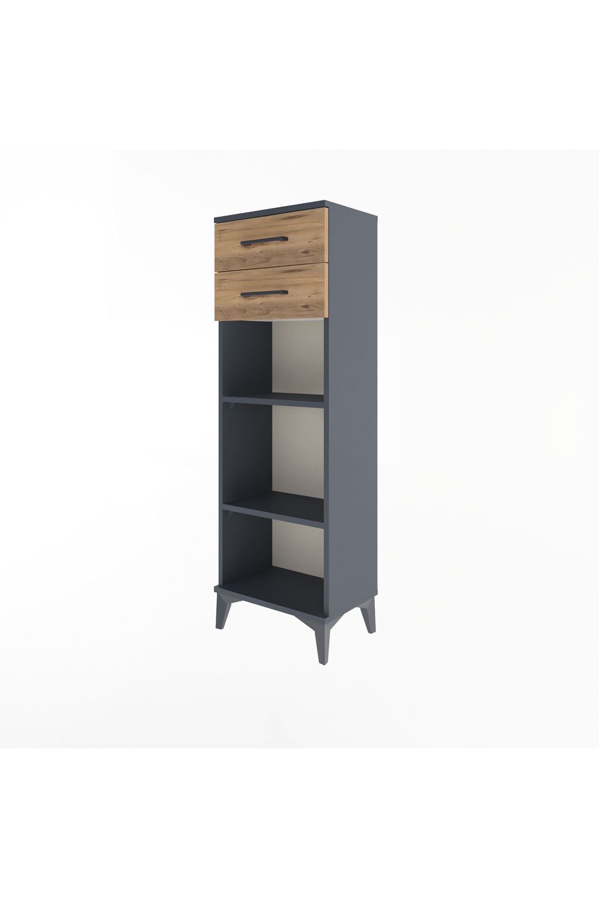 Arges Dolap 2 Raflı 2 Çekmeceli 44x30x134 Antrasit-Çam