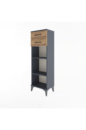 Arges Dolap 2 Raflı 2 Çekmeceli 44x30x134 Antrasit-Çam