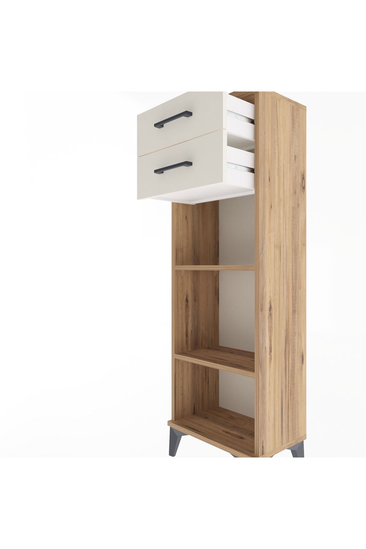 Arges Dolap 2 Raflı 2 Çekmeceli 44x30x134 Çam-Aytaşı
