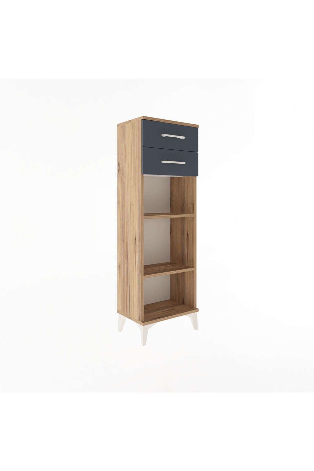 Arges Dolap 2 Raflı 2 Çekmeceli 44x30x134 Çam-Antrasit