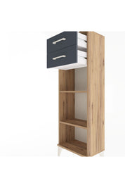 Arges Dolap 2 Raflı 2 Çekmeceli 44x30x134 Çam-Antrasit