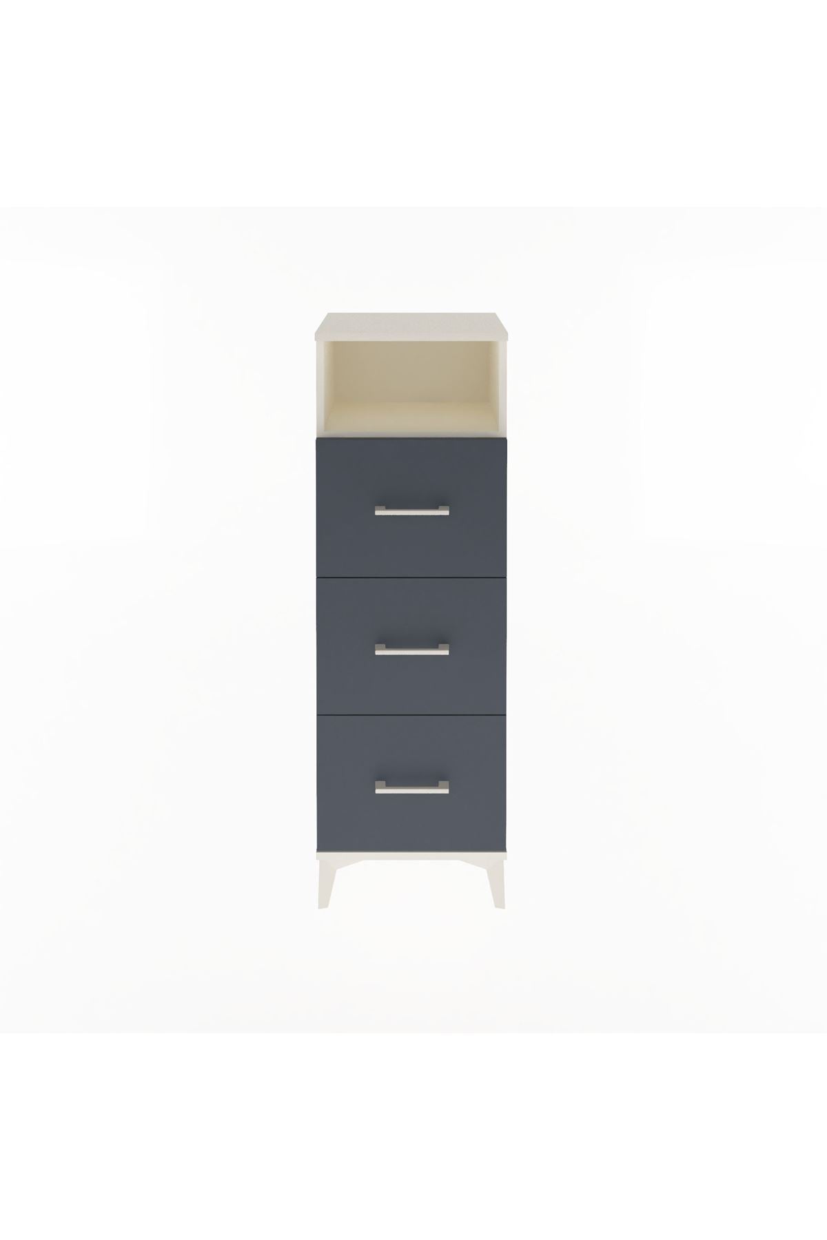 Arges Dolap Tek Raflı 3 Çekmeceli 44x30x134 Aytaşı-Antrasit