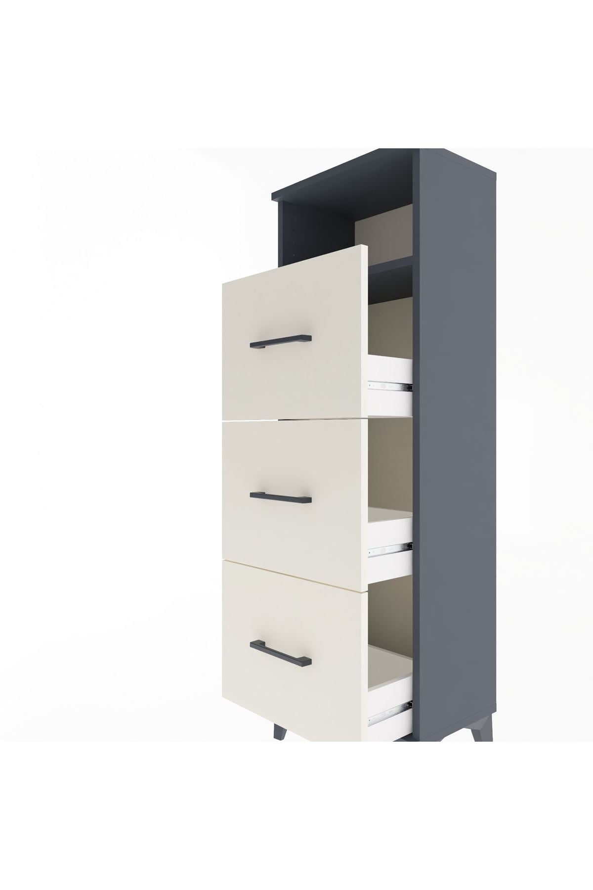 Arges Dolap Tek Raflı 3 Çekmeceli 44x30x134 Antrasit-Aytaşı