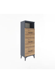 Arges Dolap Tek Raflı 3 Çekmeceli 44x30x134 Antrasit-Çam