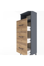 Arges Dolap Tek Raflı 3 Çekmeceli 44x30x134 Antrasit-Çam