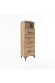 Arges Dolap Tek Raflı 3 Çekmeceli 44x30x134 Çam-Çam