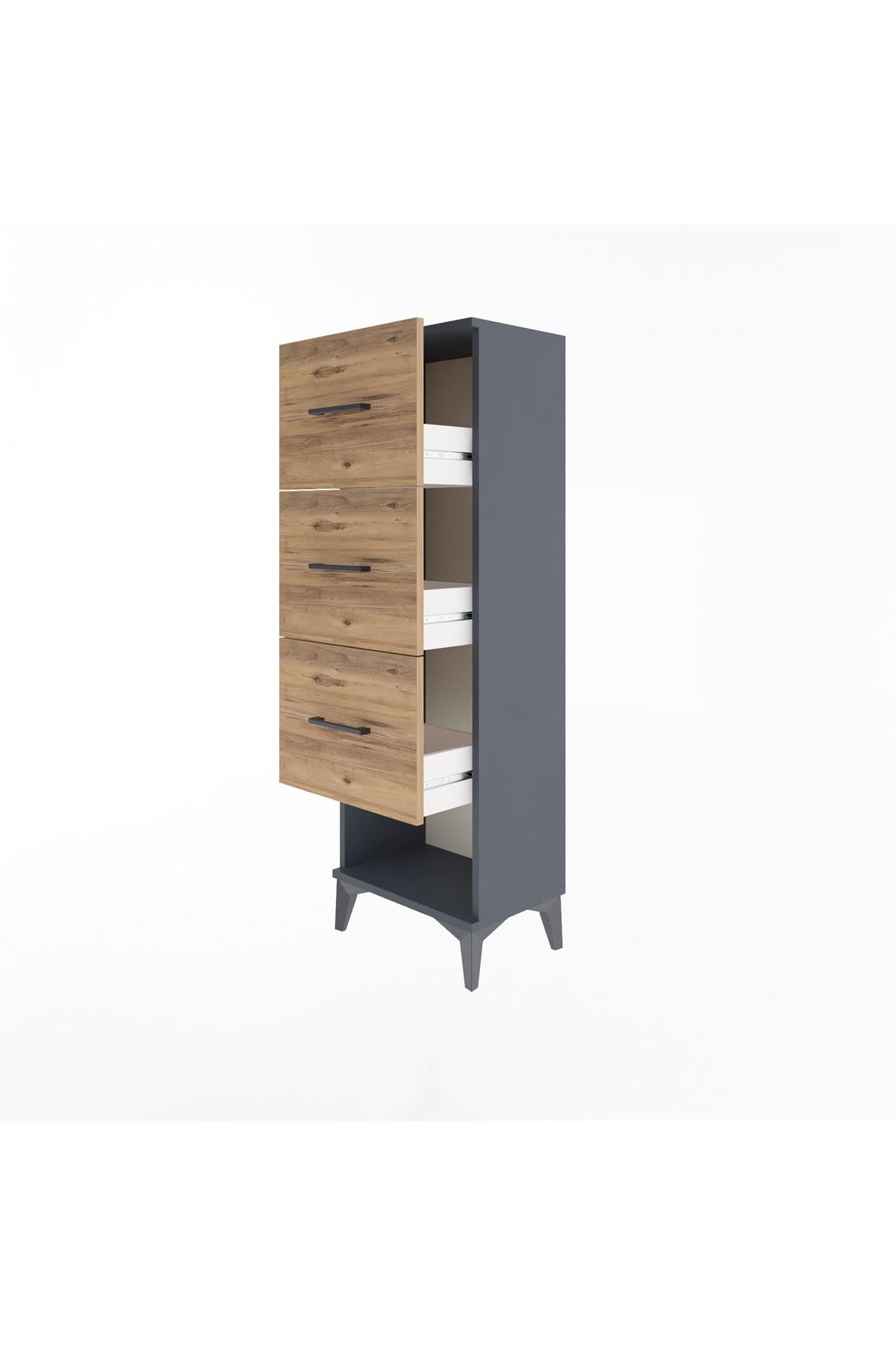 Arges Dolap 3 Çekmeceli 44x30x134 Antrasit-Çam