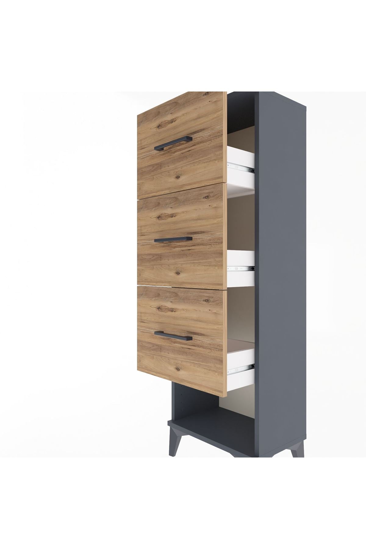 Arges Dolap 3 Çekmeceli 44x30x134 Antrasit-Çam