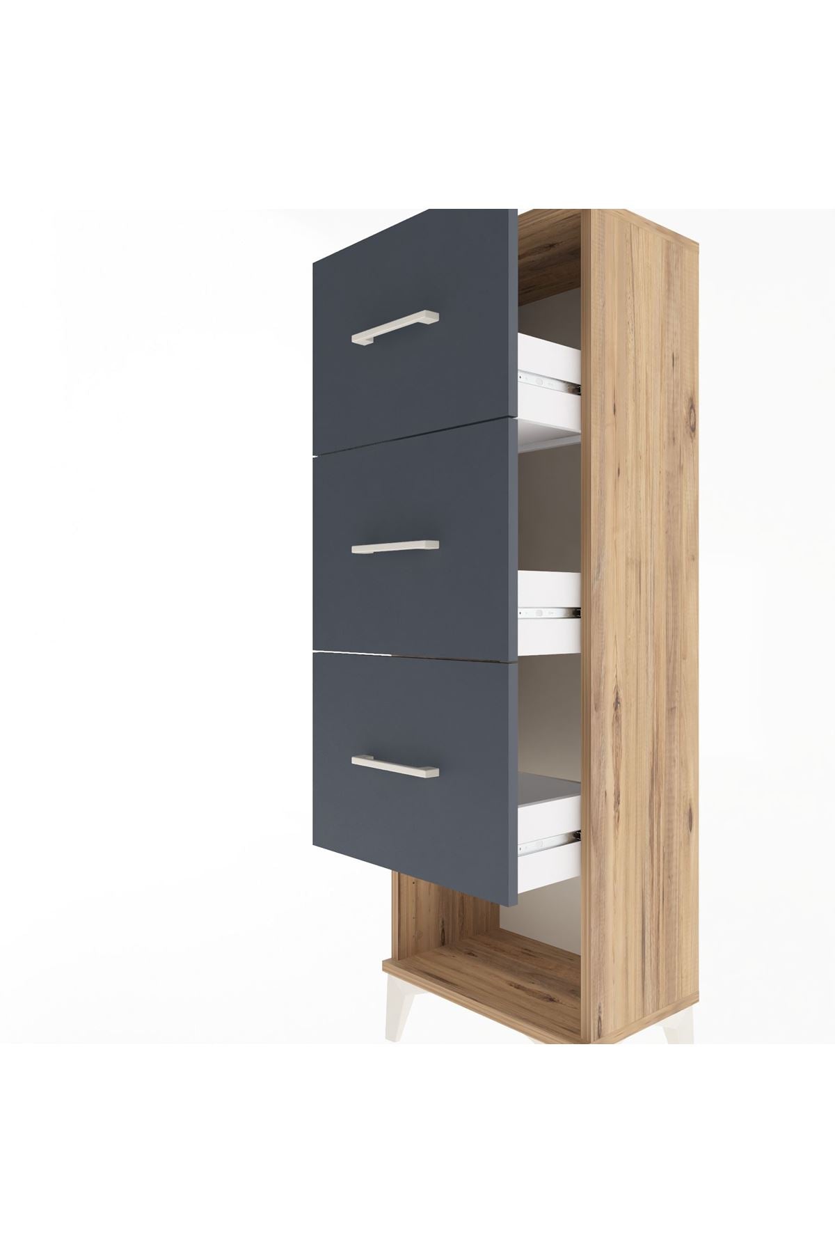 Arges Dolap 3 Çekmeceli 44x30x134 Çam-Antrasit