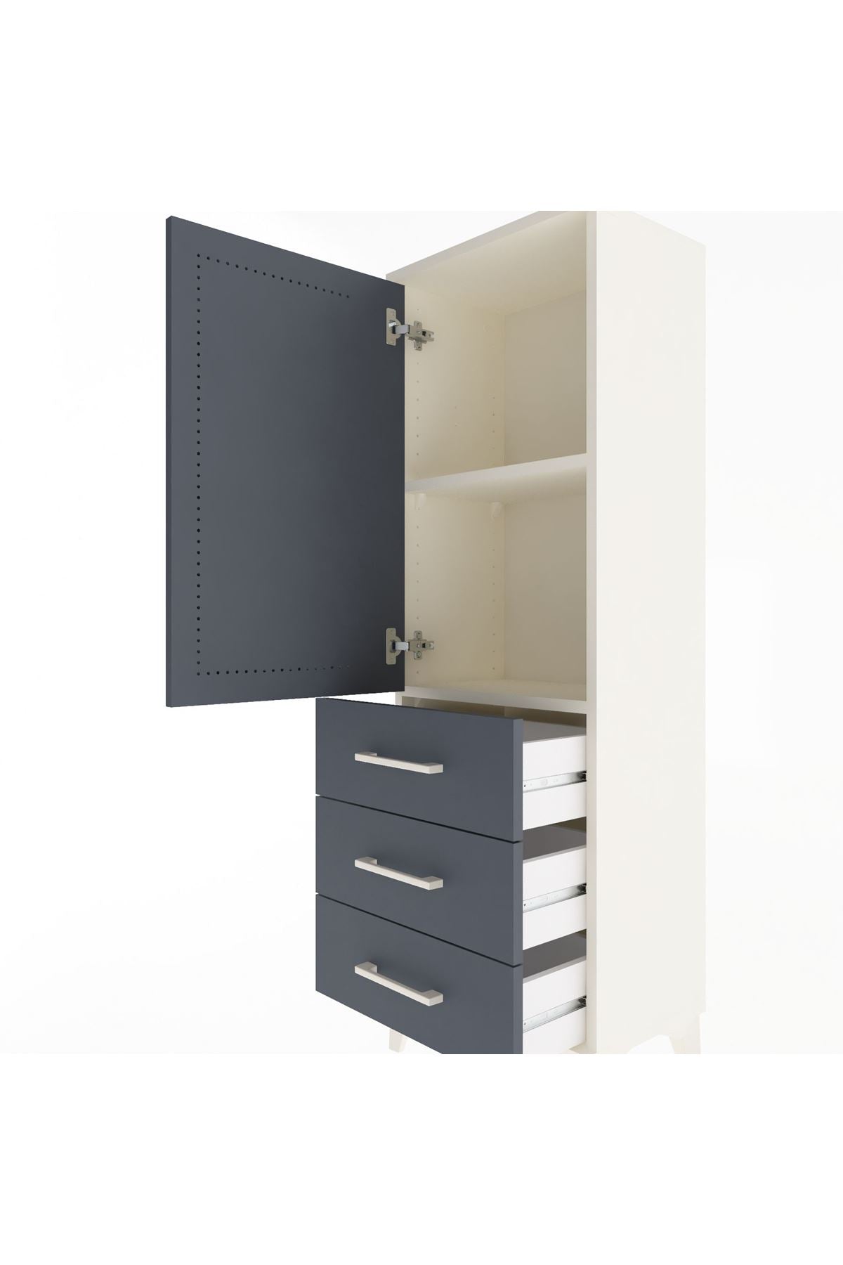 Arges Dolap 2 Raflı 3 Çekmeceli Tek Kapaklı 44x30x134 Aytaşı-Antrasit