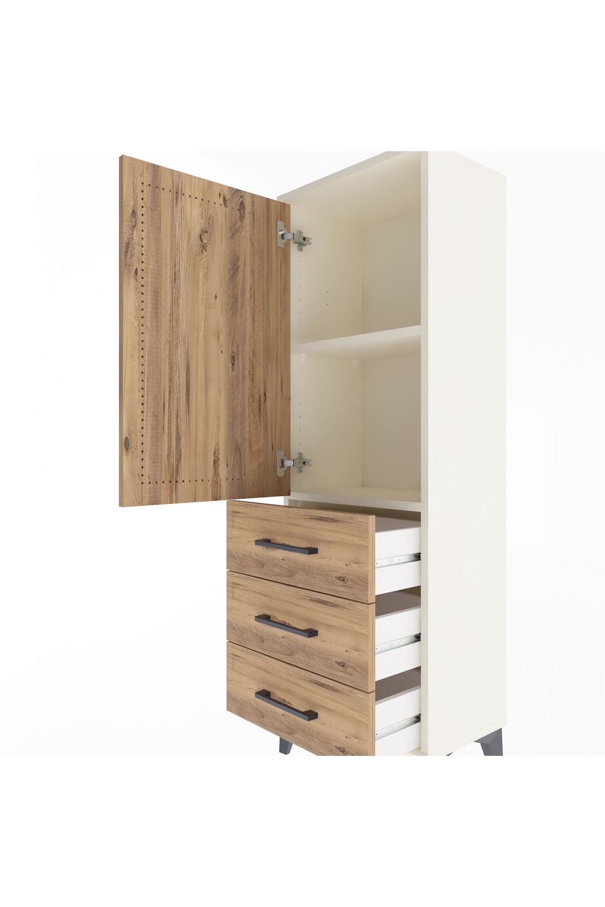 Arges Dolap 2 Raflı 3 Çekmeceli Tek Kapaklı 44x30x134 Aytaşı-Çam