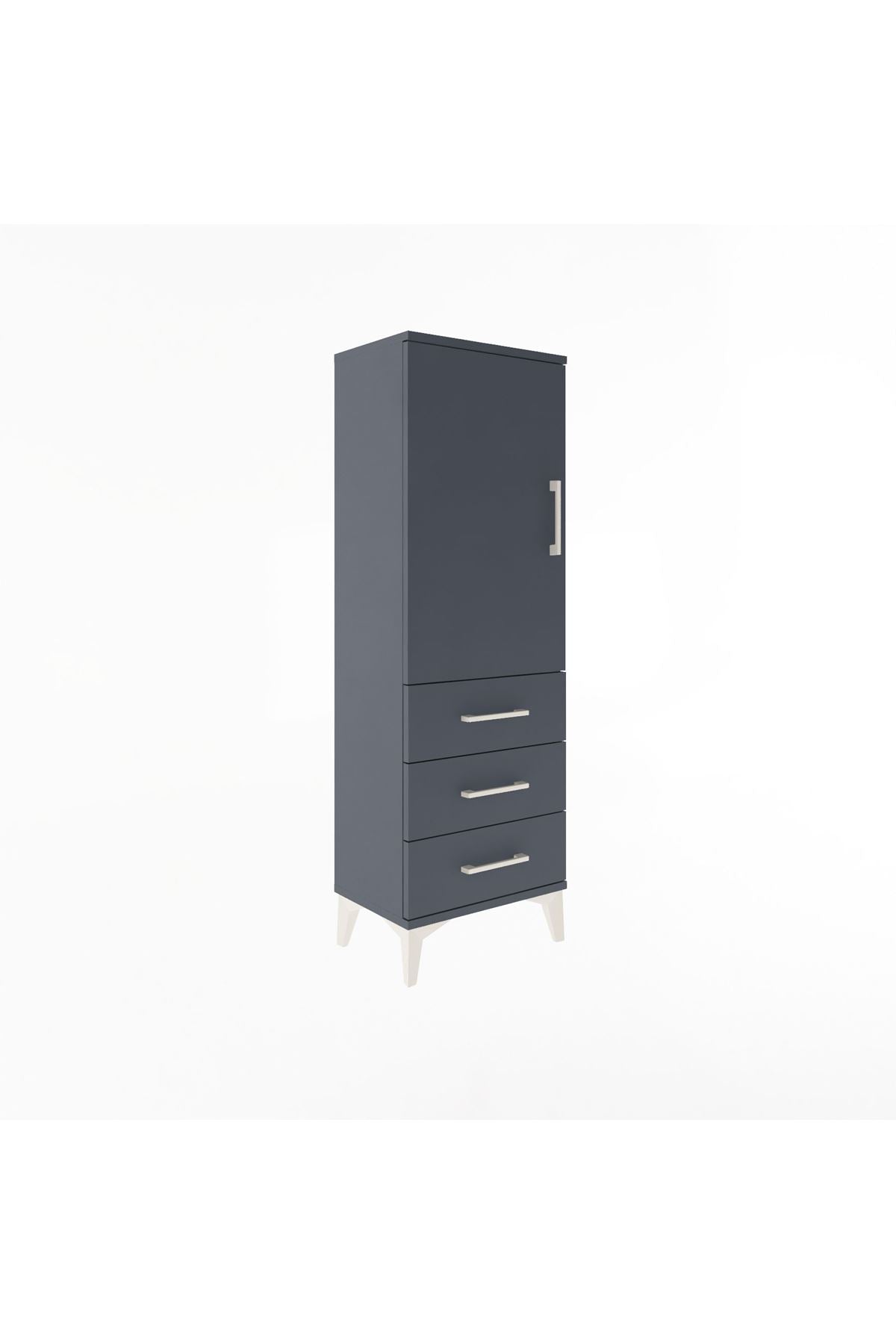 Arges Dolap 2 Raflı 3 Çekmeceli Tek Kapaklı 44x30x134 Antrasit-Antrasit