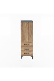 Arges Dolap 2 Raflı 3 Çekmeceli Tek Kapaklı 44x30x134 Antrasit-Çam