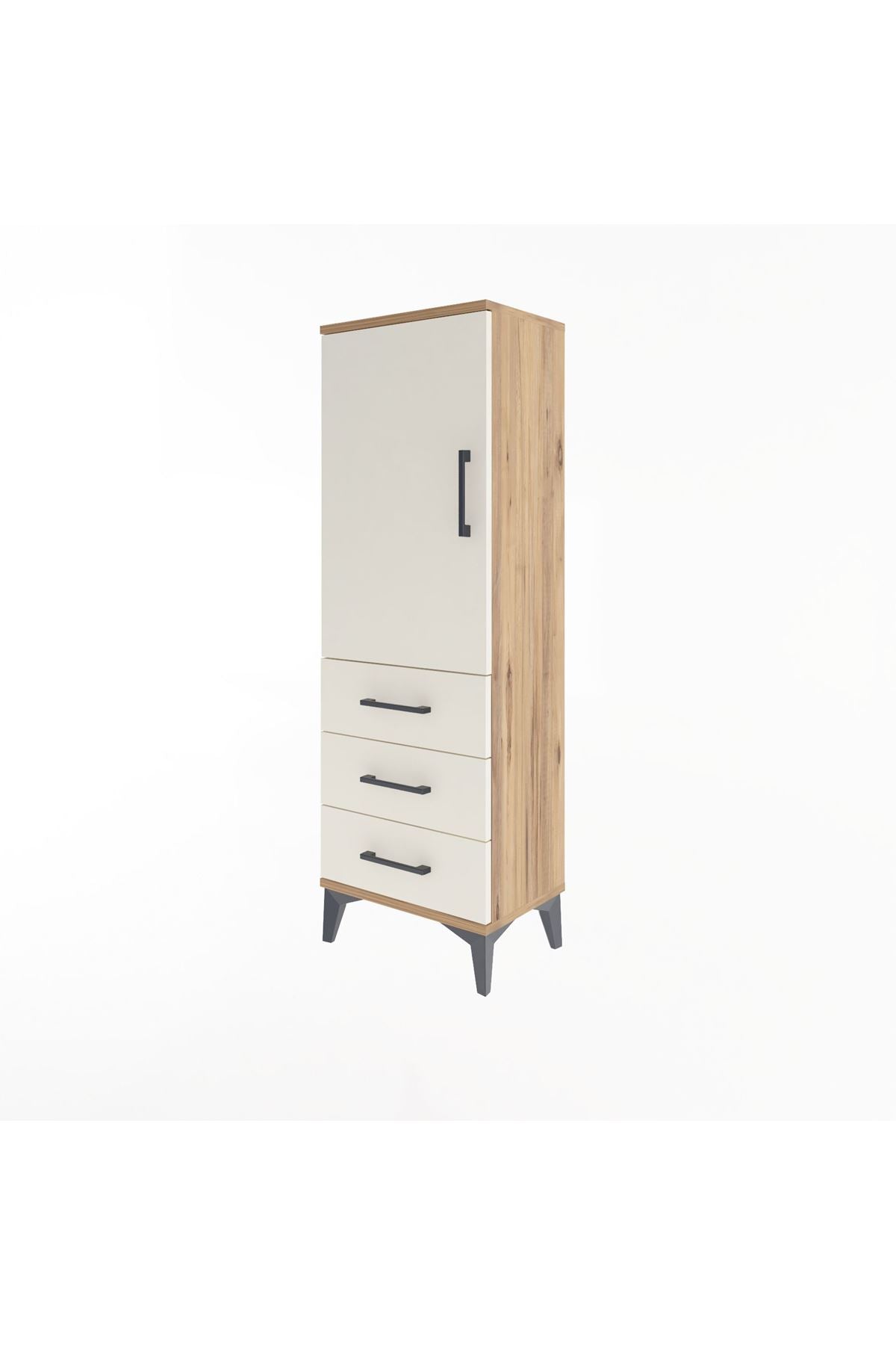 Arges Dolap 2 Raflı 3 Çekmeceli Tek Kapaklı 44x30x134 Çam-Aytaşı