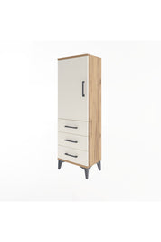 Arges Dolap 2 Raflı 3 Çekmeceli Tek Kapaklı 44x30x134 Çam-Aytaşı
