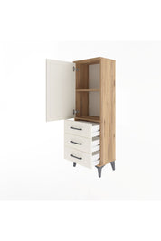 Arges Dolap 2 Raflı 3 Çekmeceli Tek Kapaklı 44x30x134 Çam-Aytaşı