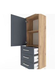 Arges Dolap 2 Raflı 3 Çekmeceli Tek Kapaklı 44x30x134 Çam-Antrasit