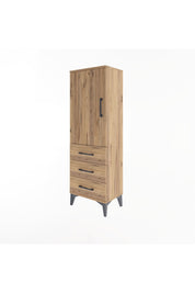 Arges Dolap 2 Raflı 3 Çekmeceli Tek Kapaklı 44x30x134 Çam-Çam