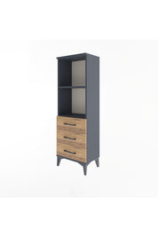 Arges Dolap 2 Raflı 3 Çekmeceli 44x30x134 Antrasit-Çam