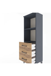 Arges Dolap 2 Raflı 3 Çekmeceli 44x30x134 Antrasit-Çam
