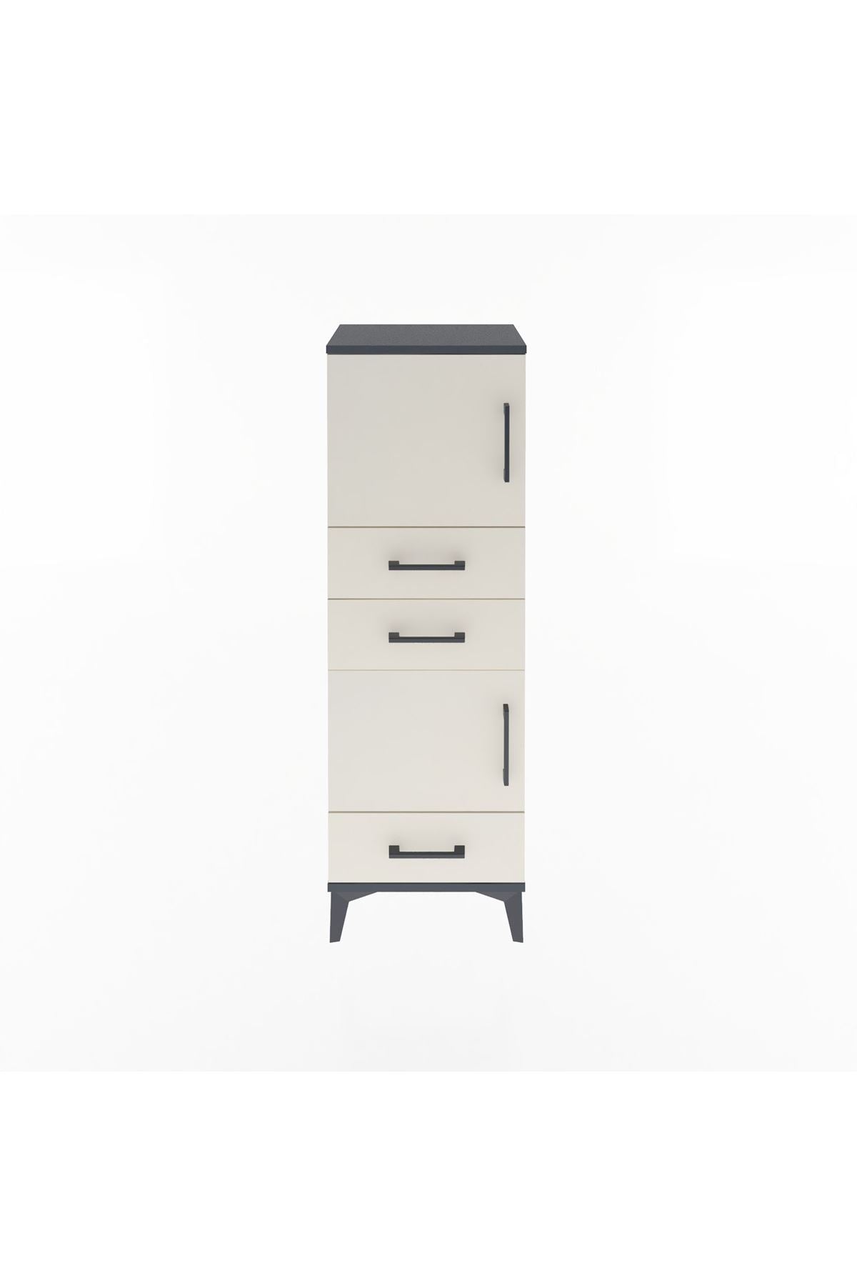 Arges Dolap 2 Raflı 3 Çekmeceli 2 Kapaklı 44x30x134 Antrasit-Aytaşı