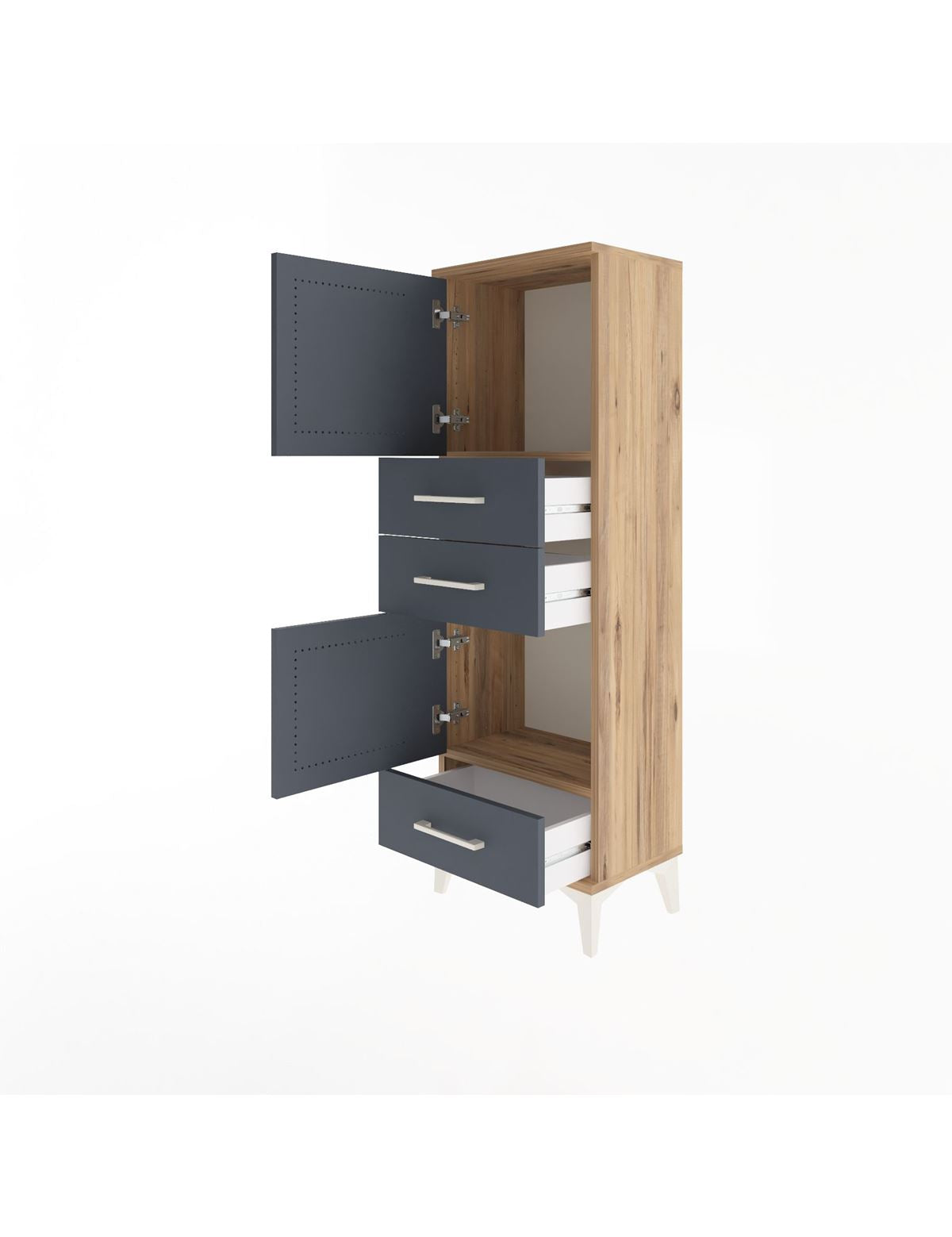 Arges Dolap 2 Raflı 3 Çekmeceli 2 Kapaklı 44x30x134 - S16M048V8A