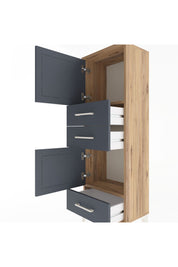 Arges Dolap 2 Raflı 3 Çekmeceli 2 Kapaklı 44x30x134 Çam-Antrasit