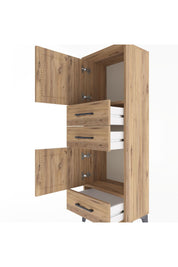 Arges Dolap 2 Raflı 3 Çekmeceli 2 Kapaklı 44x30x134 Çam-Çam