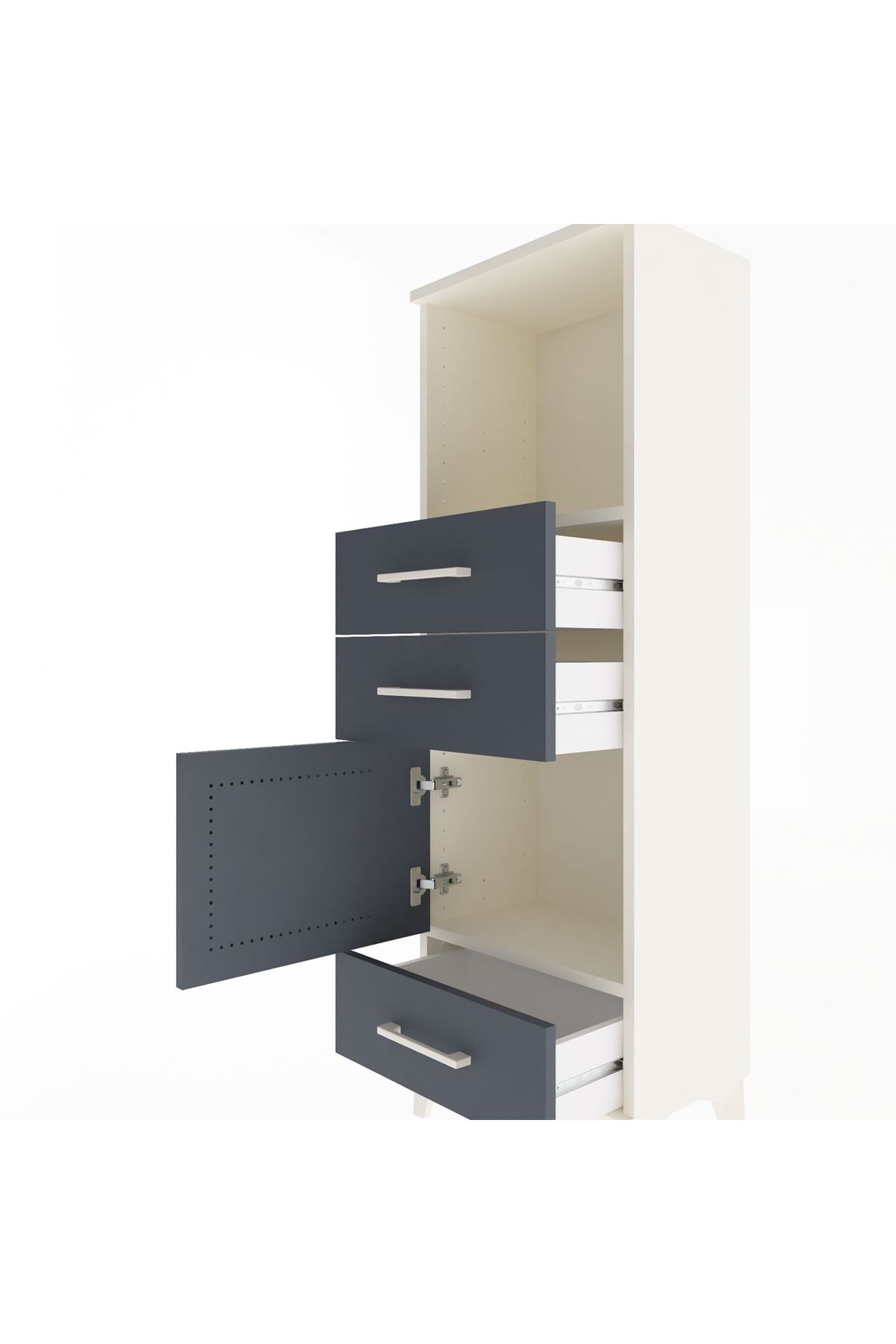 Arges Dolap 2 Raflı 3 Çekmeceli Tek Kapaklı 44x30x134 Aytaşı-Antrasit