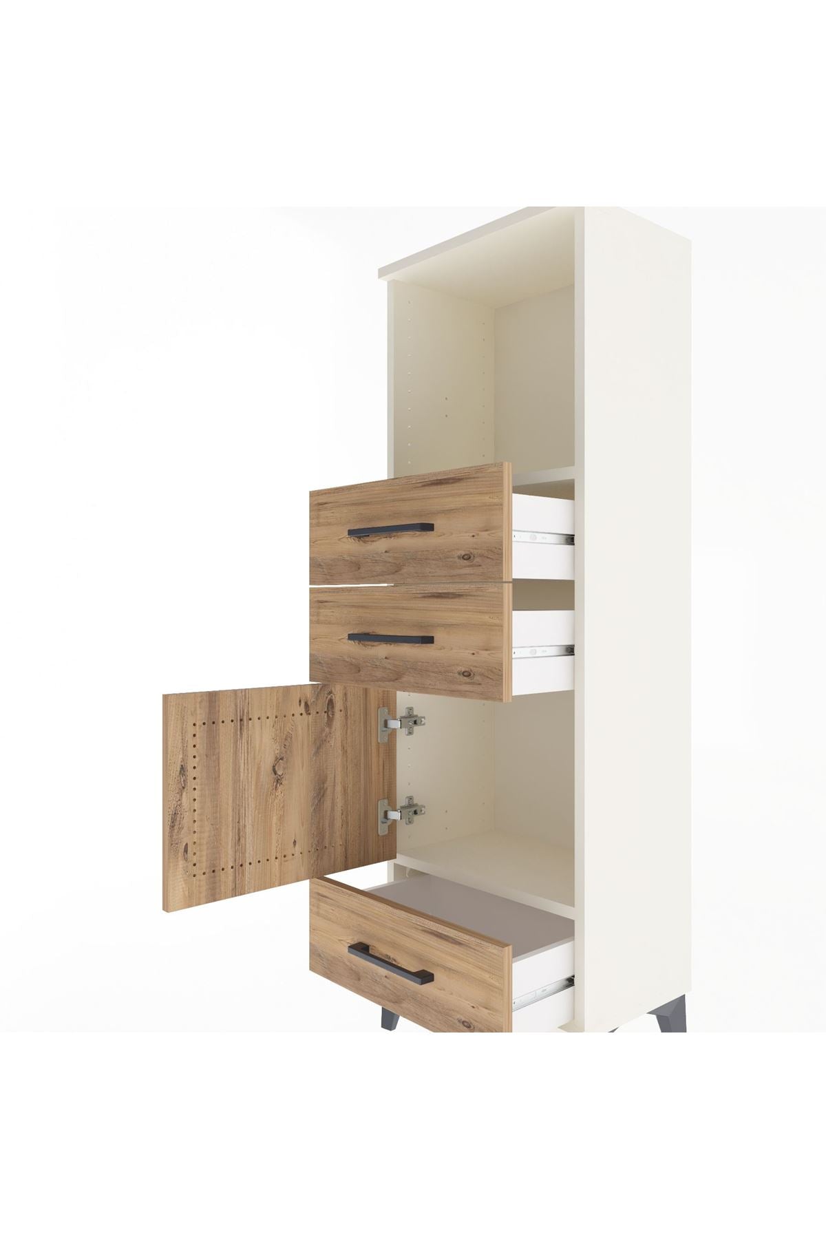 Arges Dolap 2 Raflı 3 Çekmeceli Tek Kapaklı 44x30x134 Aytaşı-Çam