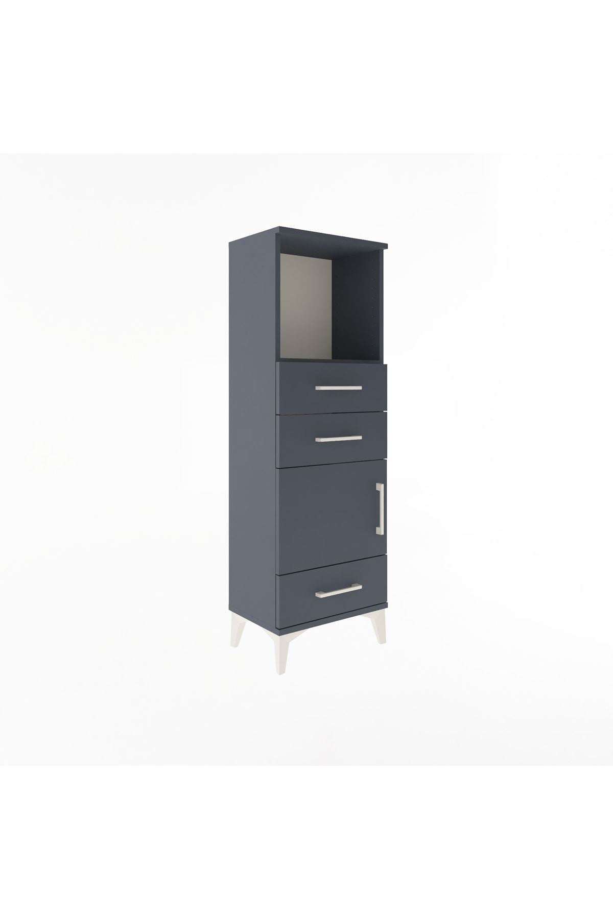 Arges Dolap 2 Raflı 3 Çekmeceli Tek Kapaklı 44x30x134 Antrasit-Antrasit