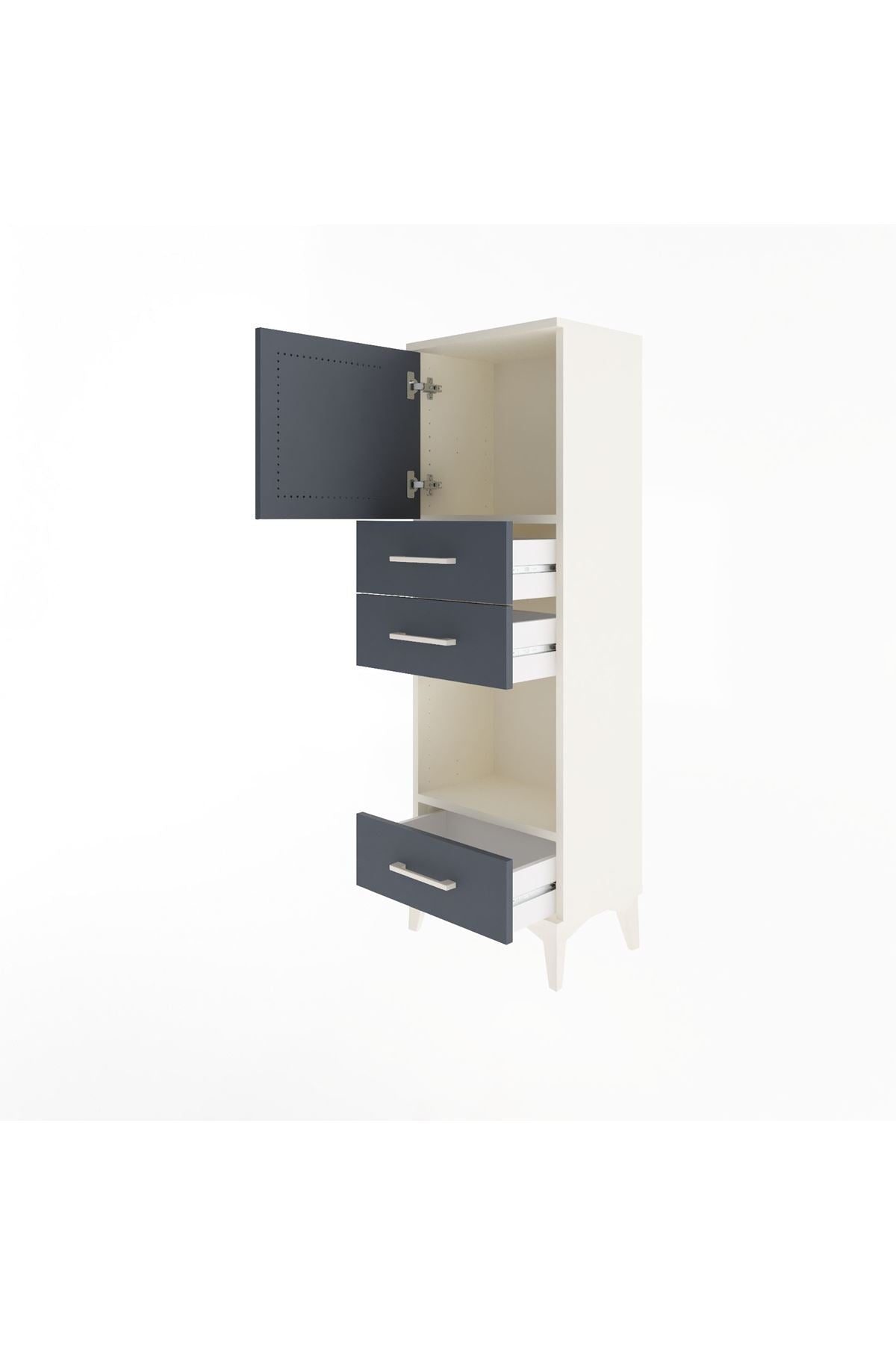 Arges Dolap 2 Raflı 3 Çekmeceli Tek Kapaklı 44x30x134 Aytaşı-Antrasit