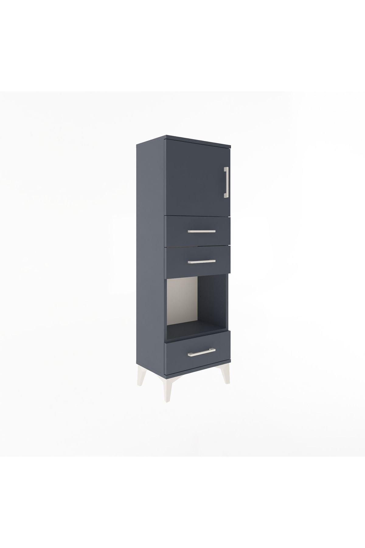 Arges Dolap 2 Raflı 3 Çekmeceli Tek Kapaklı 44x30x134 Antrasit-Antrasit