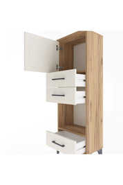 Arges Dolap 2 Raflı 3 Çekmeceli Tek Kapaklı 44x30x134 Çam-Aytaşı