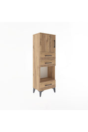 Arges Dolap 2 Raflı 3 Çekmeceli Tek Kapaklı 44x30x134 Çam-Çam