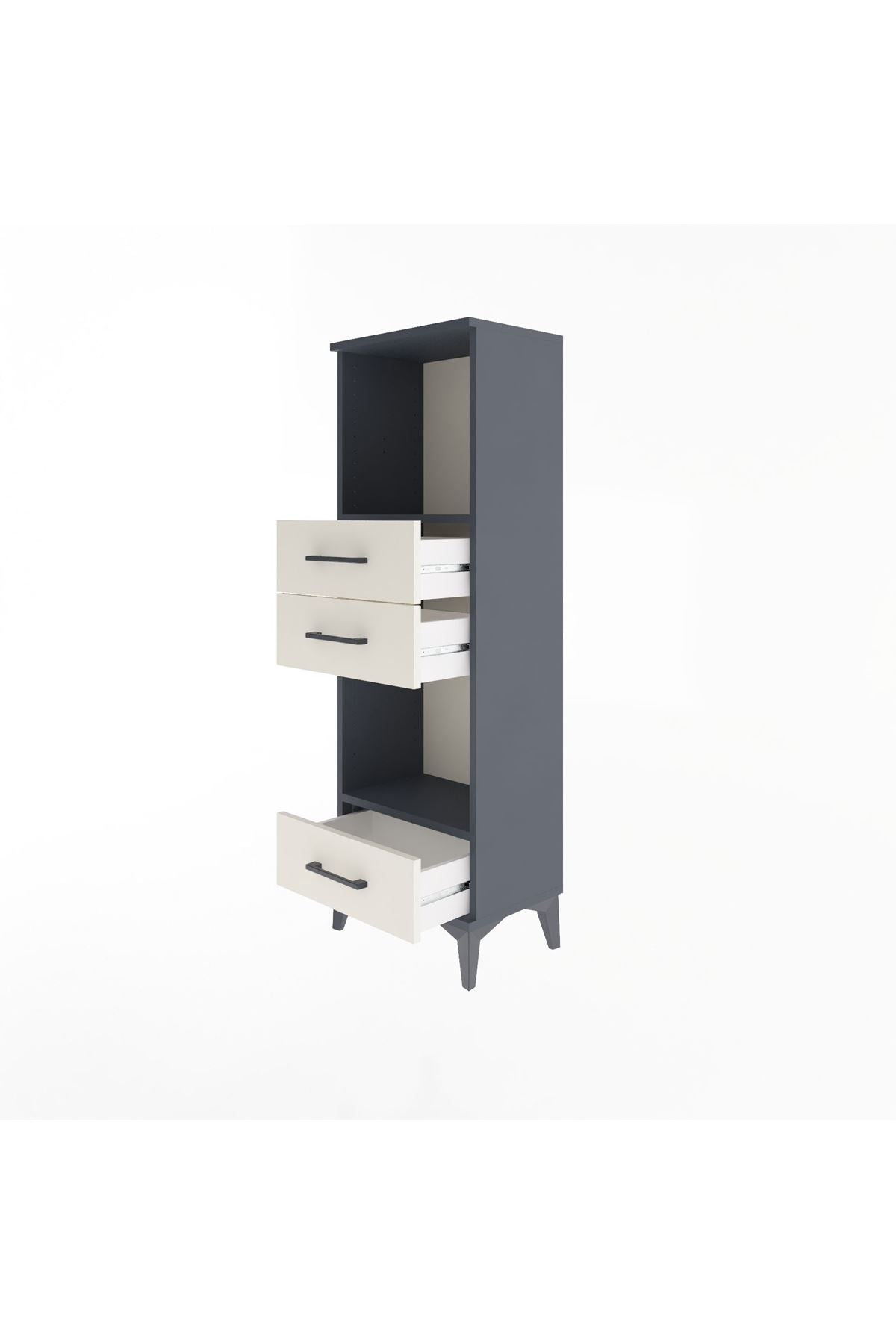 Arges Dolap 2 Raflı 3 Çekmeceli 44x30x134 Antrasit-Aytaşı